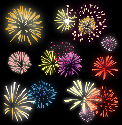 brilliant holiday fireworks vectors set