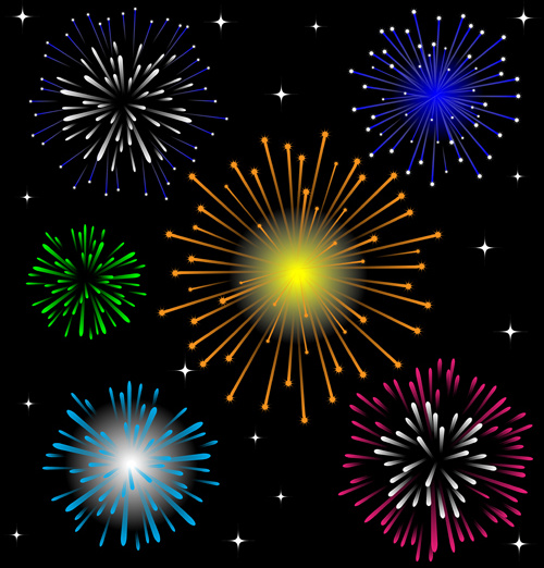 brilliant holiday fireworks vectors set 