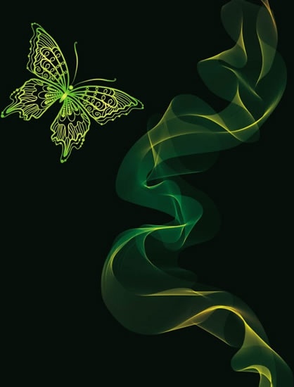 butterfly background 3d smoke decor modern dark green