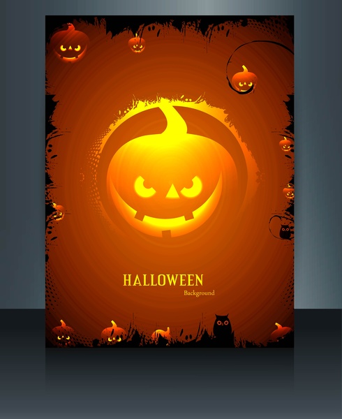 brochure colorful halloween reflection pumpkins party illustration vector