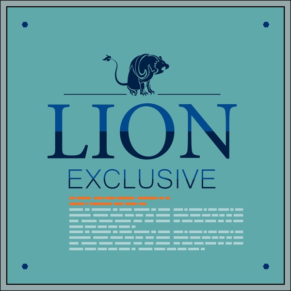brochure cover design with lion on colored background