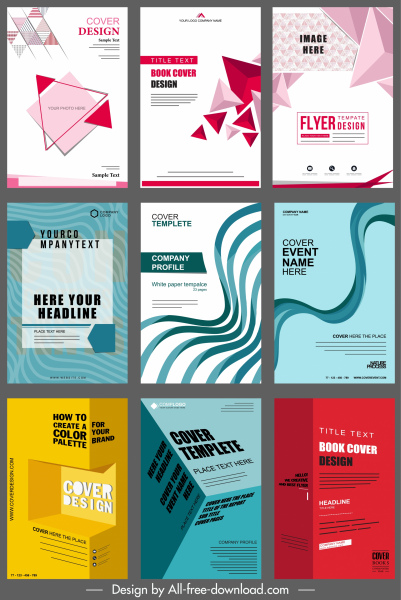 brochure covers templates modern abstract 3d geometric theme