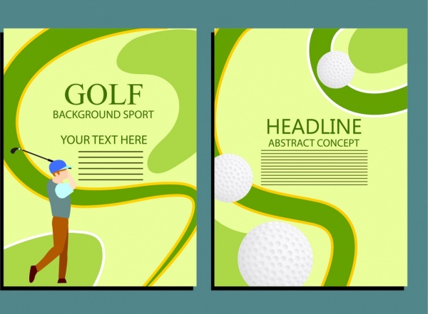 brochure design golfer ball green curves decor 