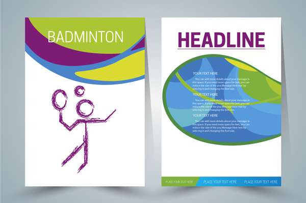 brochure design with badminton player illustration