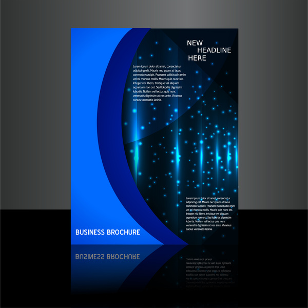 brochure design with bright stars on dark background