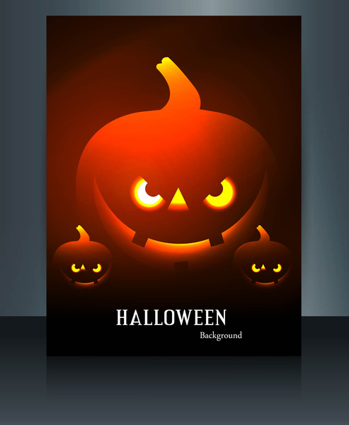 brochure happy halloween reflection bright colorful pumpkins party design vector