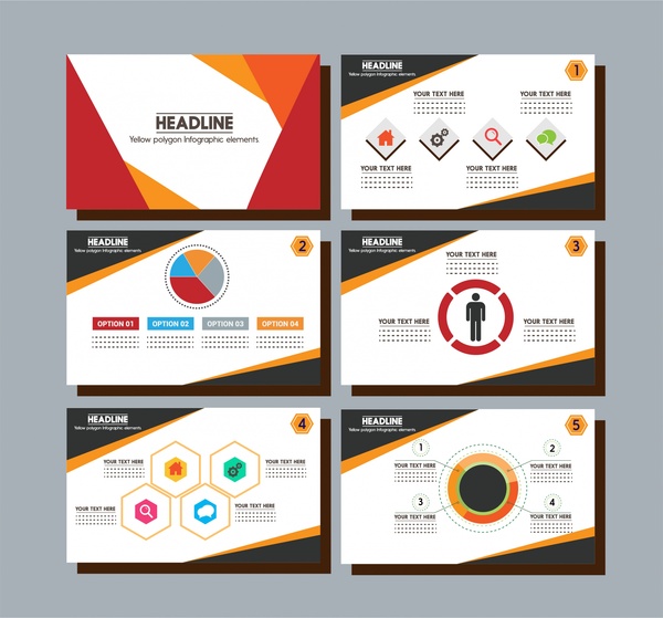 brochure presentation design with colorful infographic styles 