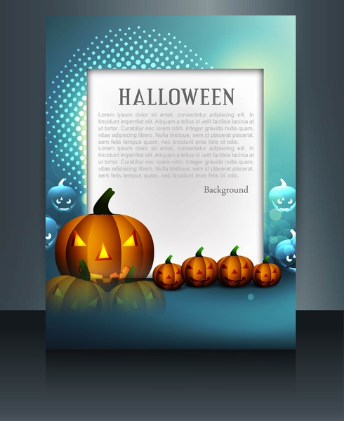 brochure reflection halloween colorful card pumpkins party background