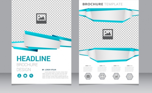 brochure template checkered background 3d blue curves