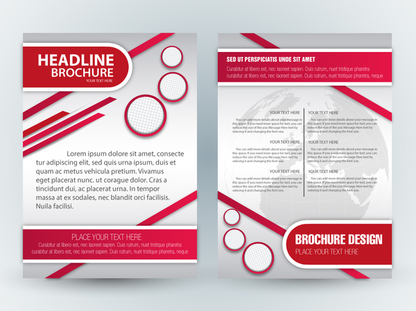 brochure template design with cirles and diagonal illustration