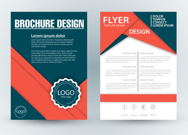 brochure template design with diagonal illustration 