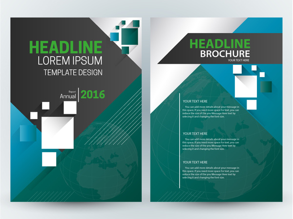 brochure template design with globe vignette illustration 