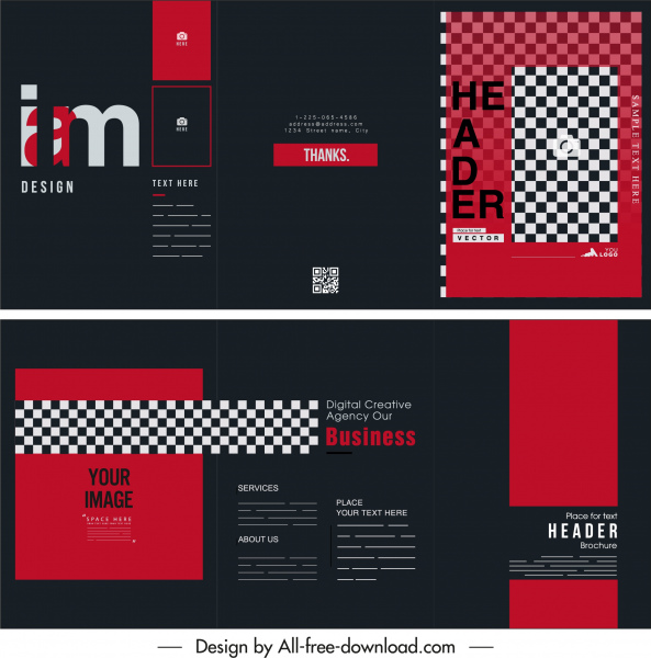 brochure template elegant modern red black decor 