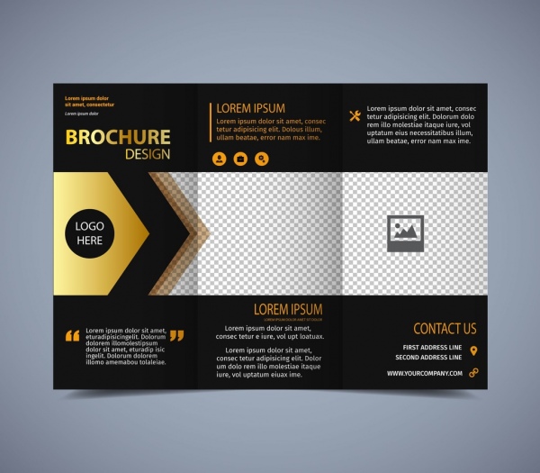 brochure template modern trifold design dark background 