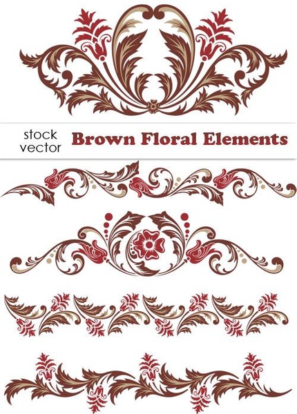 brown floral design elements vector borders 