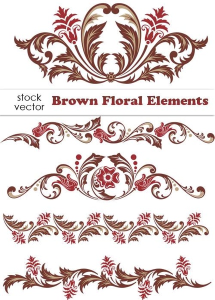 Download Brown floral design elements vector borders Free vector in ...