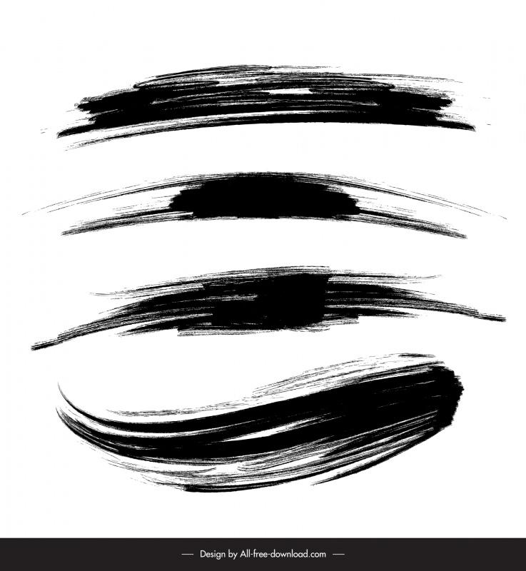 brush design elements dynamic horizontal shapes 