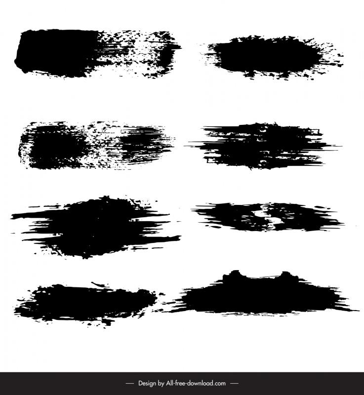 brush ink design elements black white grunge 
