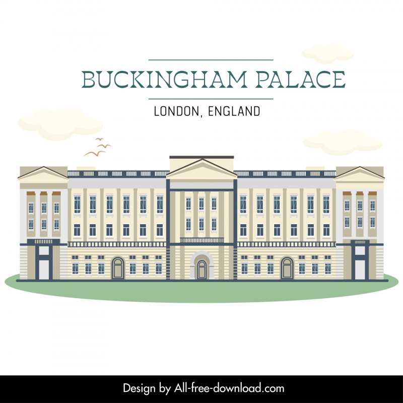 buckingham palace advertising banner elegant flat symmetric outline 