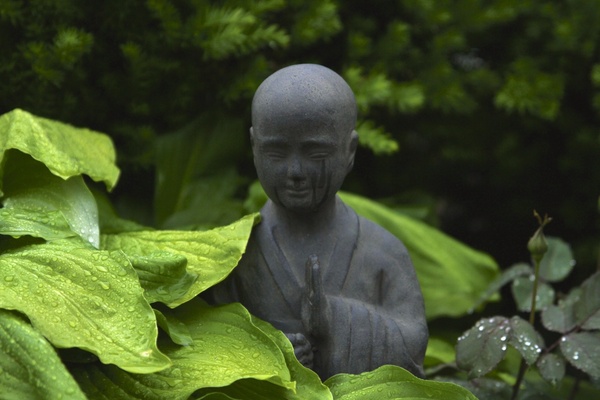 buddha buddhism cemetery garden grave leaves man 
