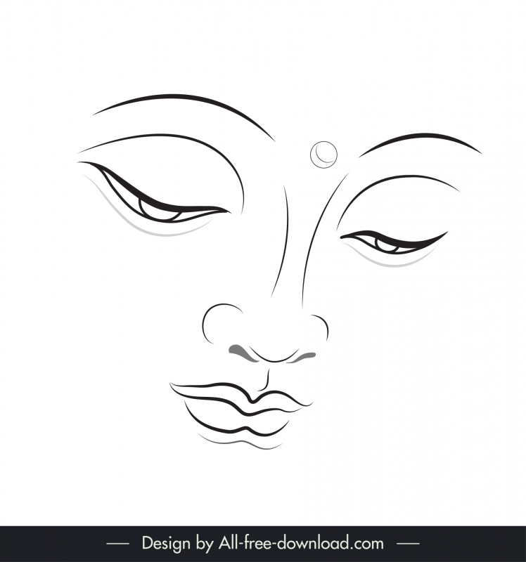 buddha face  logotype black white handdrawn sketch