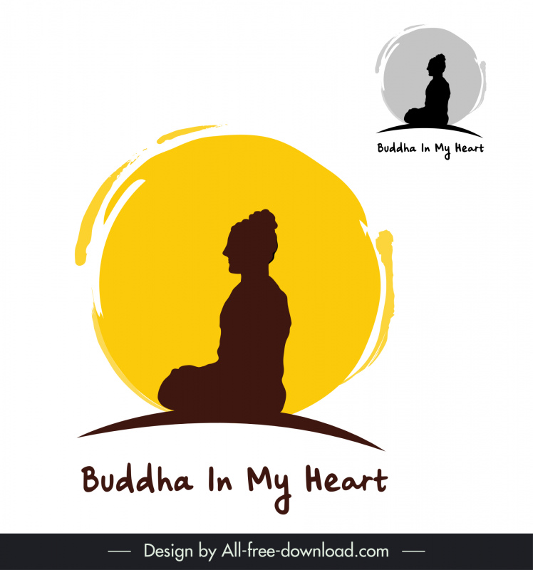 buddha in my heart logotype flat classic handdrawn silhouette design