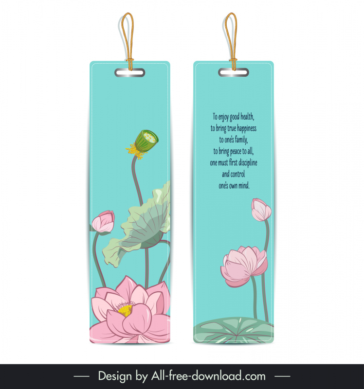 buddhism bookmarks templates elegant handdrawn classic blooming lotus decor