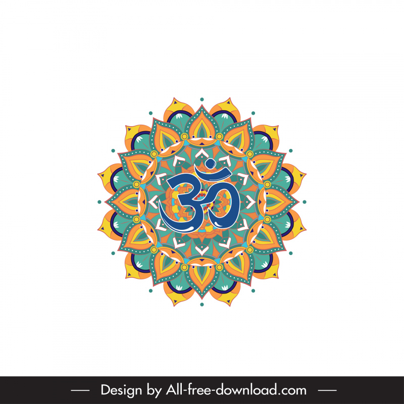  buddhism lotus symbol icon flat elegant classic symmetrical circle shape outline 