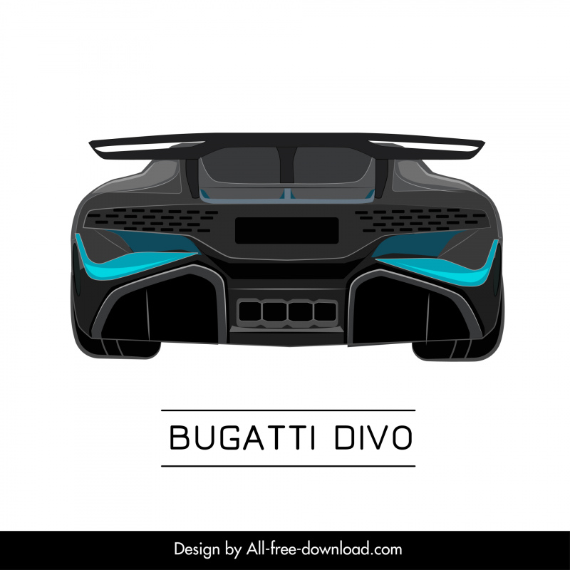 bugatti divo car model advertising template modern symmetric back view sketch