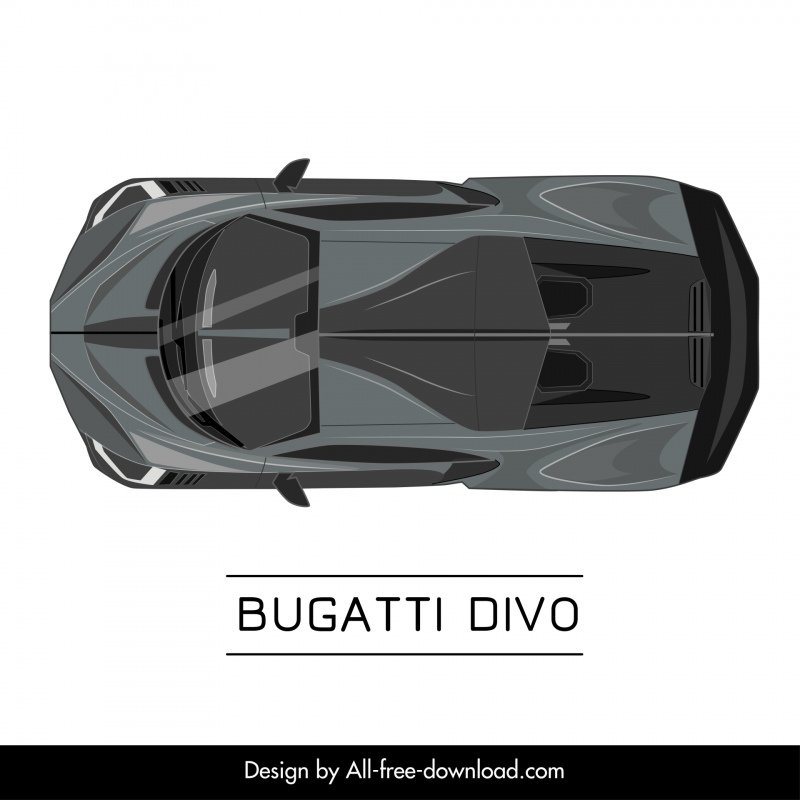 bugatti divo car model icon modern symmetric top view design 