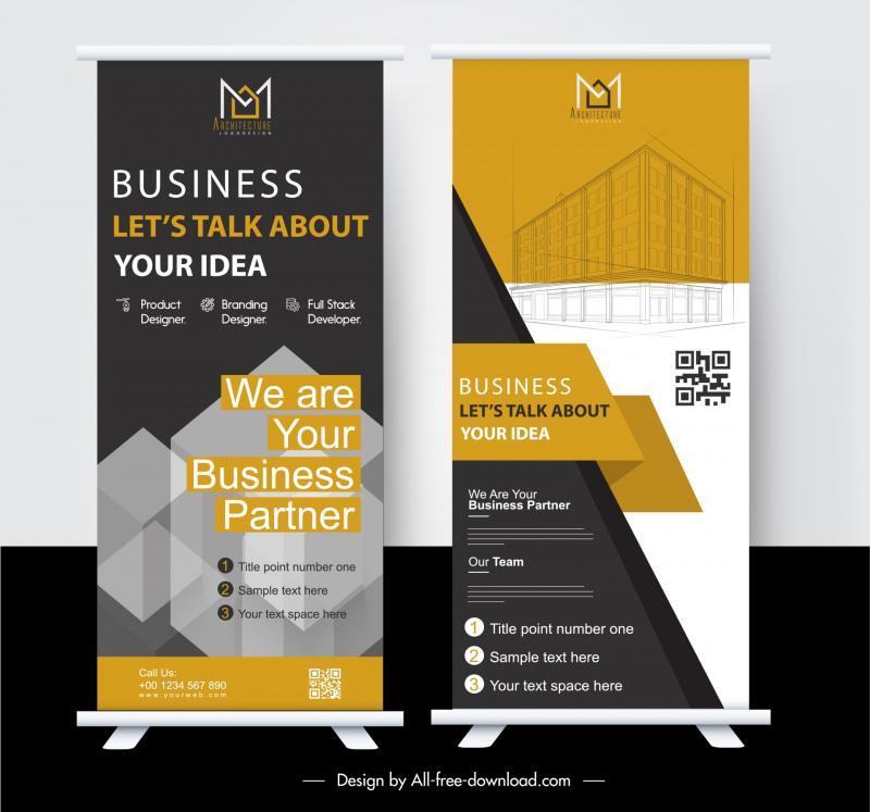 building construction roll up banner template contrast modern  