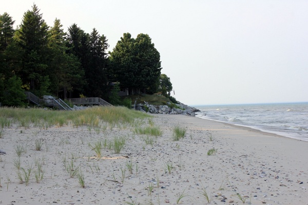 buildings on the shore at point beach state park wisconsin 