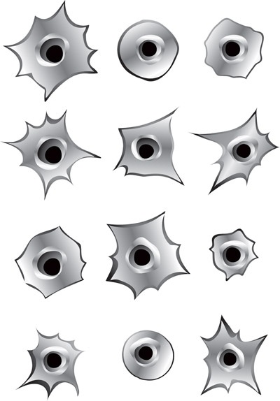 bullet holes icons collection various grey shapes