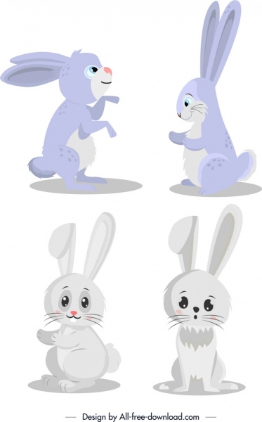 bunnies icon cute cartoon characters