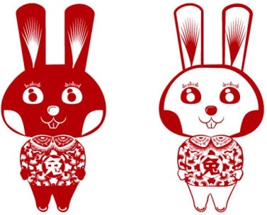 bunny icons cute classical oriental design