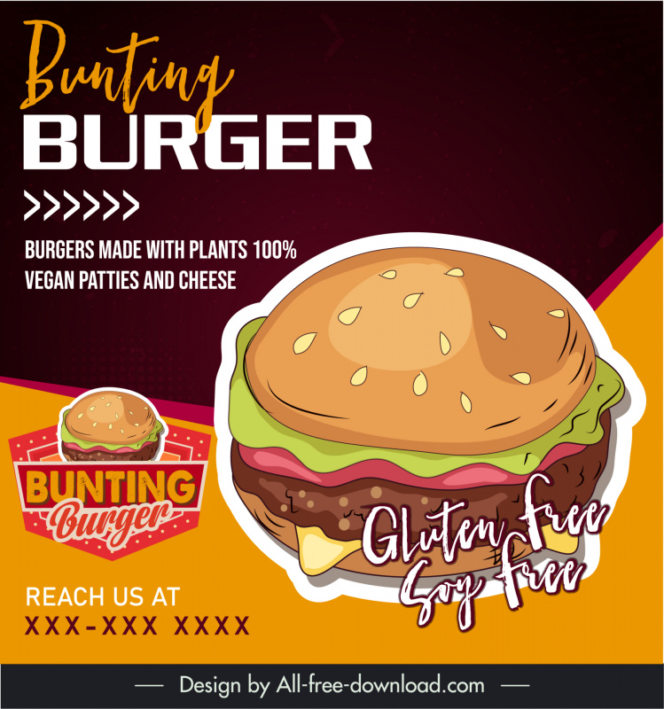 bunting burger advertising banner handdrawn design
