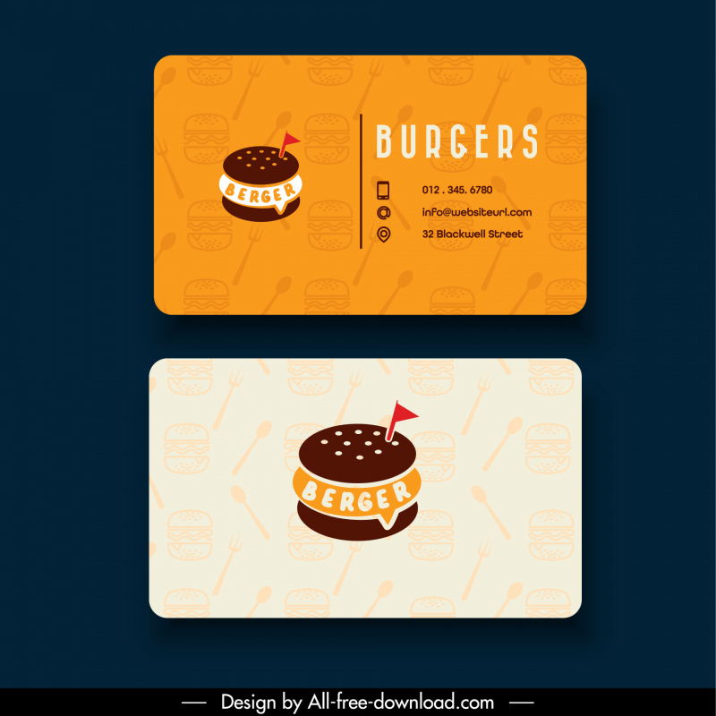 burger business card template classic blurred design 