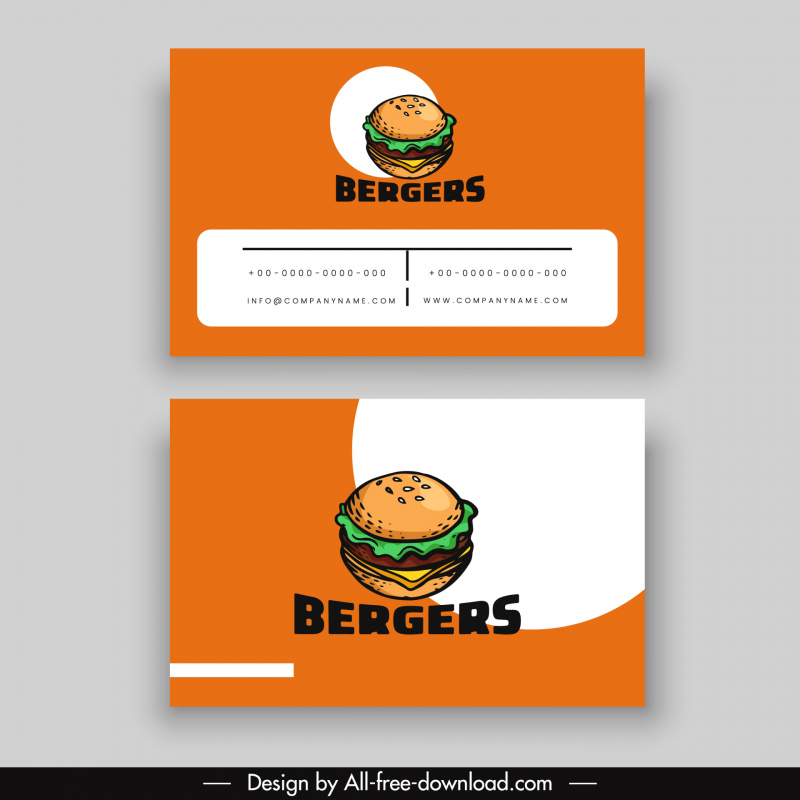 burger business card template classic handdrawn 