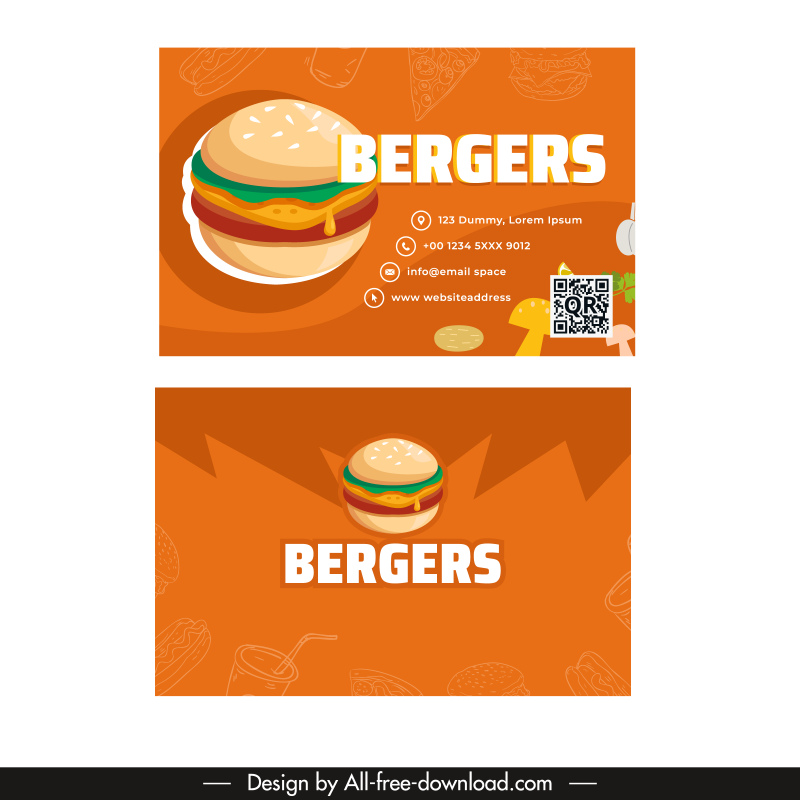 burger business card template classical design 