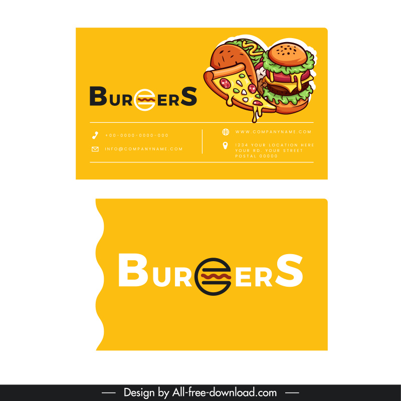 burger business card template classical handdrawn