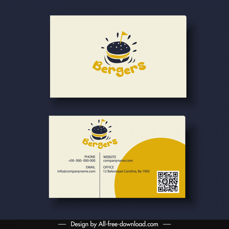 burger business card template flat classic design