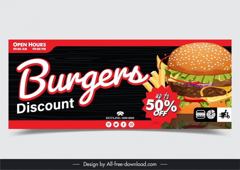 burgers discount banner template elegant design 