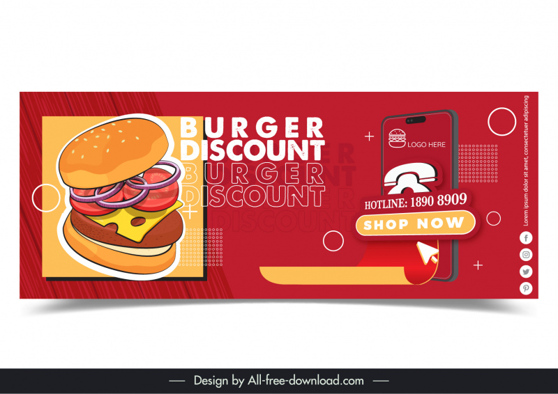 burgers discount banner template flat classic 