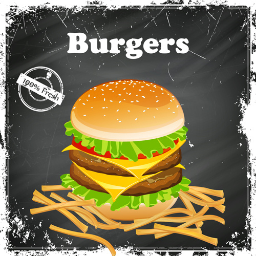 burgers retro grunge background vector
