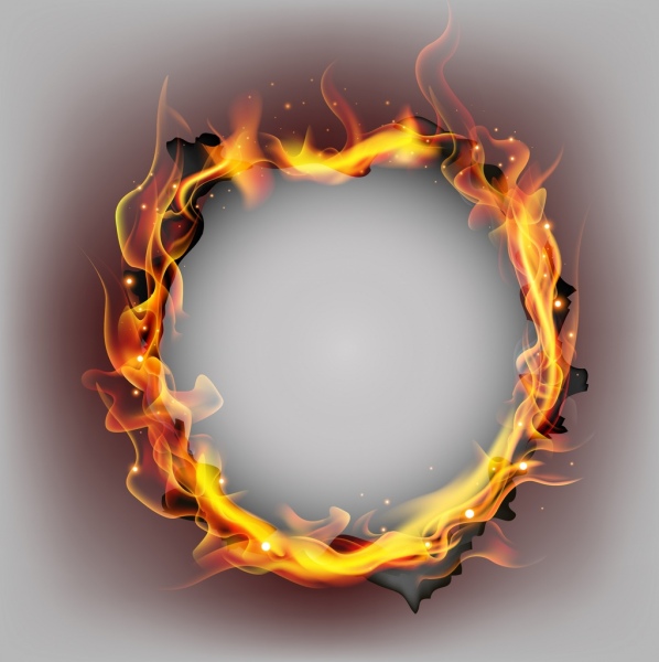 burnt paper background circle flame ornament