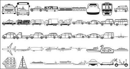 Buses, taxis, mixer, ships, space shuttles, excavators