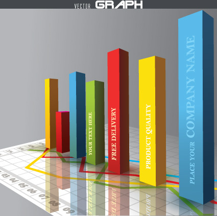 business 3d graph vector