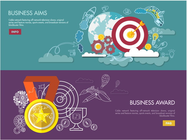 business aims and award illustration on flat design