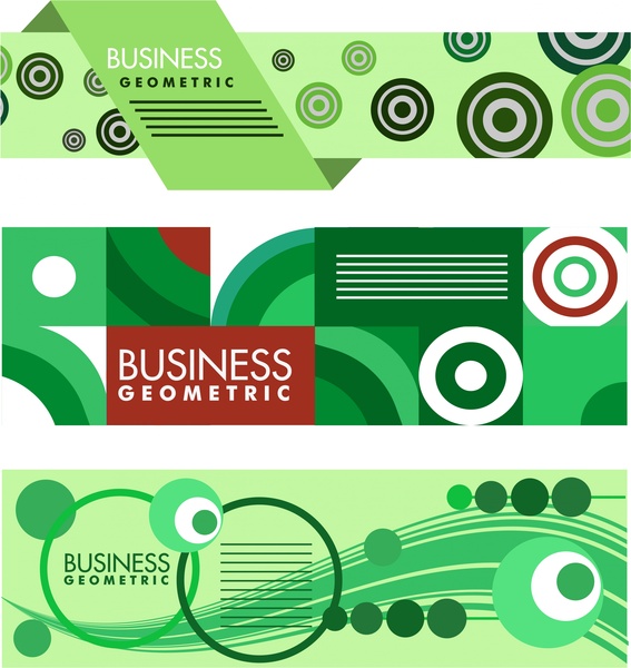 business banner set abstract geometric green design style