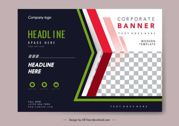 business banner template contrast design elegant checkered decor